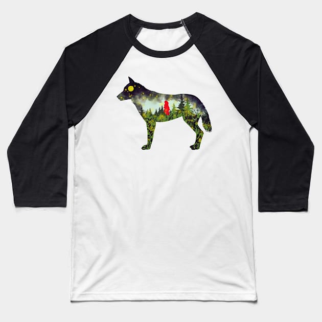 Big Bad Wolf Baseball T-Shirt by Anastasiya Malakhova